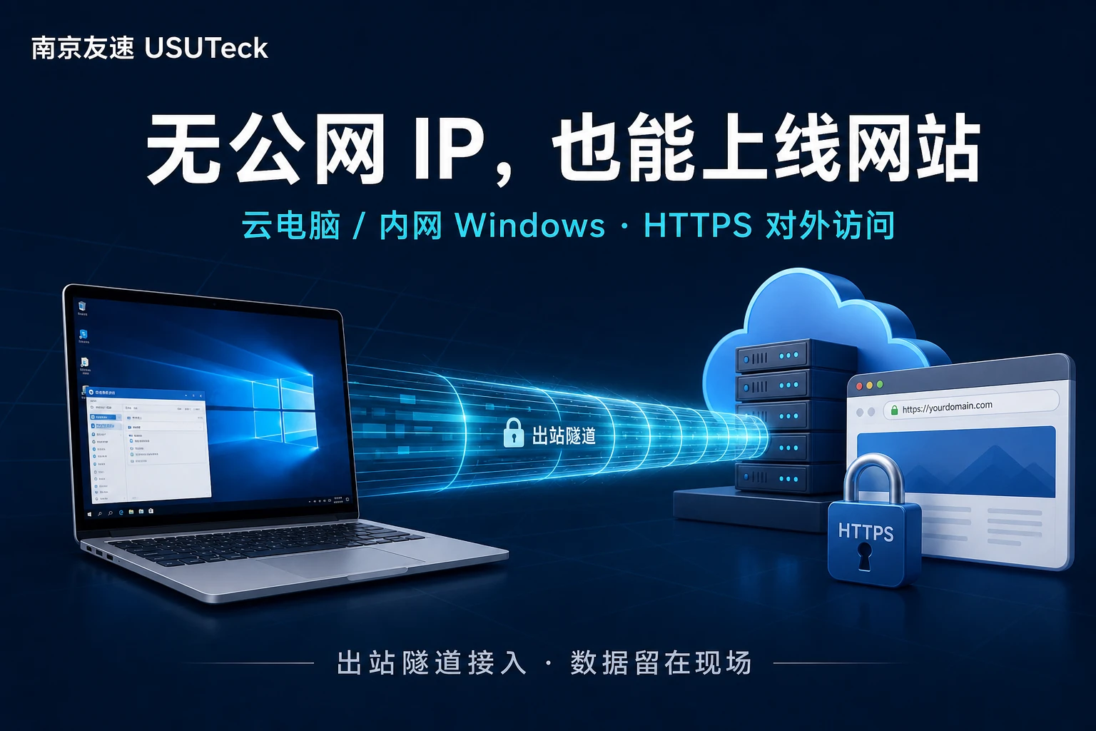 无公网 IP 也能上线网站：现场 Windows 经出站隧道接到公网 HTTPS